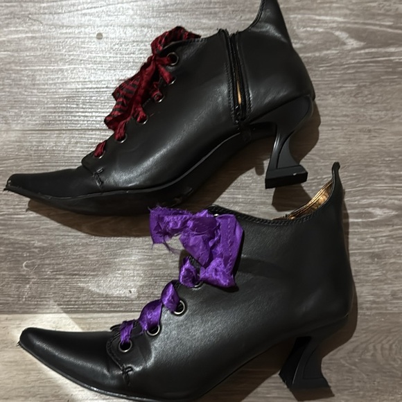 Ellie Black Lace-Up Ankle Boots. Great For Costume Wear. - Picture 4 of 7